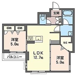 CasaLirio 2LDKの間取図画像
