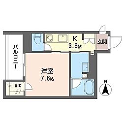 クラリエール 1Kの間取図画像