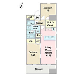 Ｃｕｌｐａｄｄｙ幕張 9階2LDKの間取り