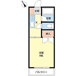 ハイツスタッグ 2階1Kの間取り