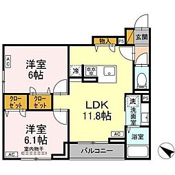 D-ROOM新宿I-A 2階2LDKの間取り