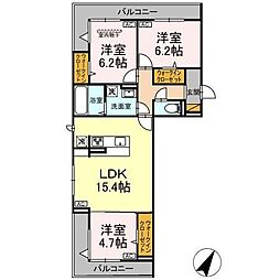ガーベラ・グレイス 3階3LDKの間取り