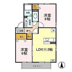 フェニックス　ＥＦ 1階2LDKの間取り