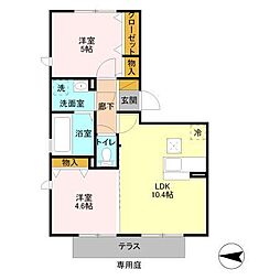 第五スカイマンション 1階2LDKの間取り