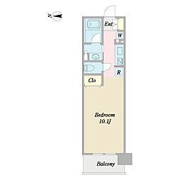 ケンジントンマンション千葉中央 4階ワンルームの間取り