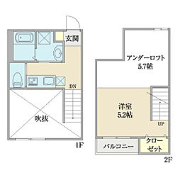 アクアベーラ 2階1Kの間取り