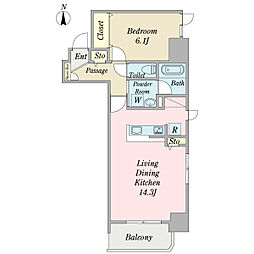 メゾン・ド・ヴェール 8階1LDKの間取り