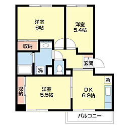 ビューテラス 3DKの間取図画像