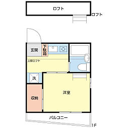 カルム 2階ワンルームの間取り