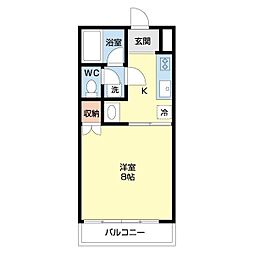 フィフティストーム下小塙 1Kの間取図画像