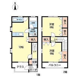 グランディールC 2LDKの間取図画像