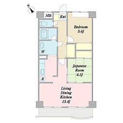 ＥｔｅｒｎａｌＪｅｗｅｌ 1階2LDKの間取り