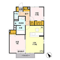 ルミエル　Ｎ 1階2LDKの間取り