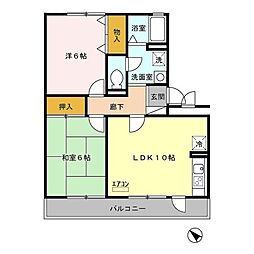 ピュアロータス 3階2LDKの間取り