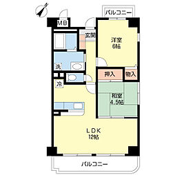 ルーブルＭＩＫＡＭＩ 3階2LDKの間取り