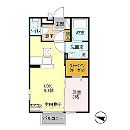 チェリーセージ 1階1LDKの間取り