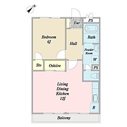 ヴェルデ・ジョイ・弐番館 1LDKの間取図画像