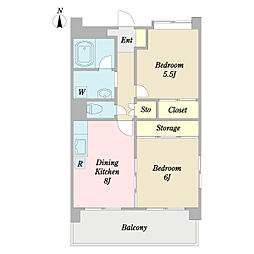 グランデふじみ野 2DKの間取図画像