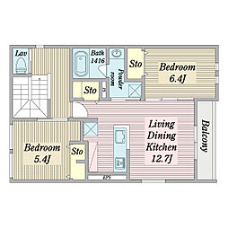 (仮称)W様ふじみ野市市沢3丁目計画 2LDKの間取図画像