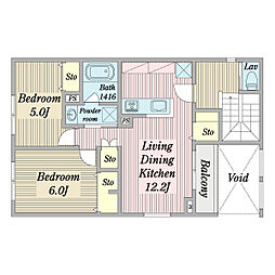 (仮称)W様ふじみ野市市沢3丁目計画 2LDKの間取図画像