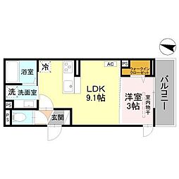DーSereno北野 1LDKの間取図画像