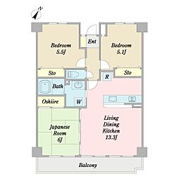 ルーブルMIKAMI 3LDKの間取図画像