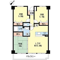 ルーブルMIKAMI 3LDKの間取図画像