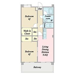 ソシアふじみ野 2LDKの間取図画像