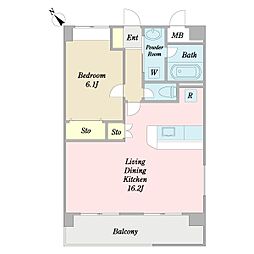 グランドアルパイン 1LDKの間取図画像