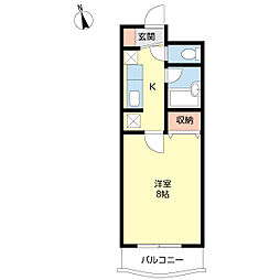 ジュネッス黒砂 3階1Kの間取り