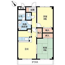 ヴァン・クレール 2LDKの間取図画像