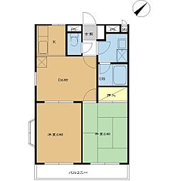 グリーンパレス 2DKの間取図画像