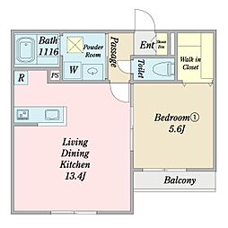 グランディール・レーヴ新検見川 1LDKの間取図画像