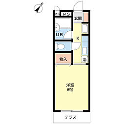 さざんかハイツ 1Kの間取図画像
