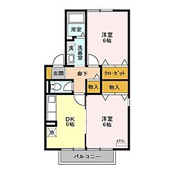 メイヒルズ　III 2階2DKの間取り
