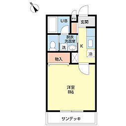 カーサ・デ・フロラシオン 1Kの間取図画像