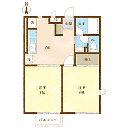 ハイツエレファント 2DKの間取図画像
