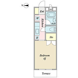 エスペラール 1Kの間取図画像