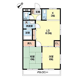 パークサイドちはら台 2LDKの間取図画像