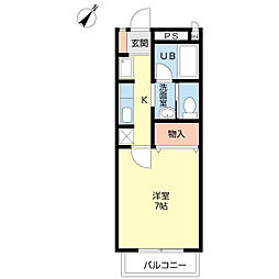 アルファネクスト東金第10 1Kの間取図画像