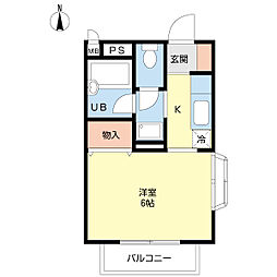 グレーシア 1Kの間取図画像