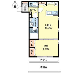 リブエ塚口 1LDKの間取図画像