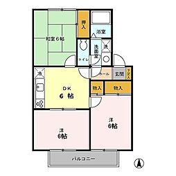 Ｌａ・ルミエール 2階3DKの間取り