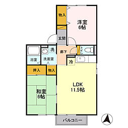 メゾンドール　弐番館 1階2LDKの間取り