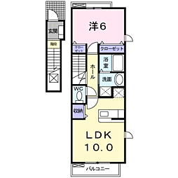 マーベラスＡ 2階1LDKの間取り
