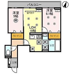Noble Villa針ヶ谷 2LDKの間取図画像