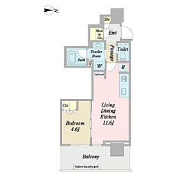 URAWA THE TOWER 1LDKの間取図画像