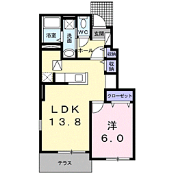 プラシードS 1LDKの間取図画像