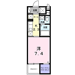 コンティネント 1Kの間取図画像