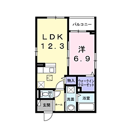 ハレプア 1LDKの間取図画像